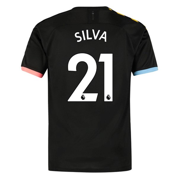 Camiseta Manchester City NO.21 Silva Segunda equipación 2019-2020 Negro